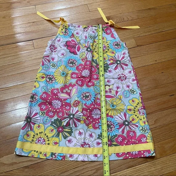 Hanna Andersson Girls Floral Summer Dress Size 130 / 8 Y Shoulder Tie A-Line EUC - Picture 7 of 8